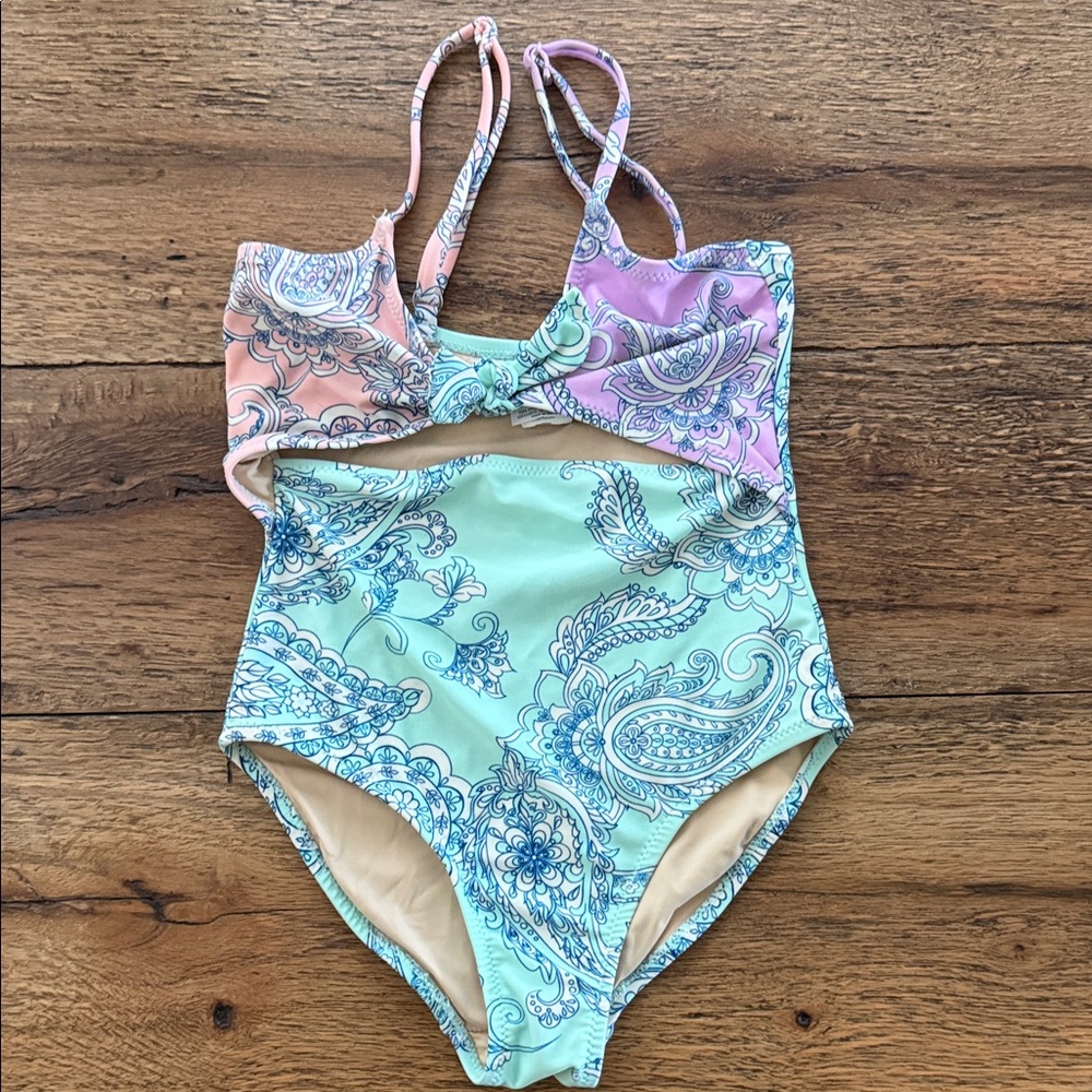 Kids Swim One Piece - Pastel Blue and Pink
